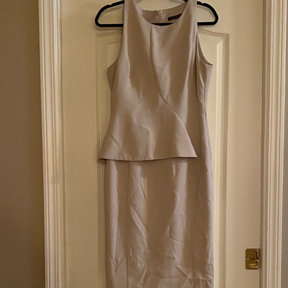 Black Halo Cream Peplum Midi Dress